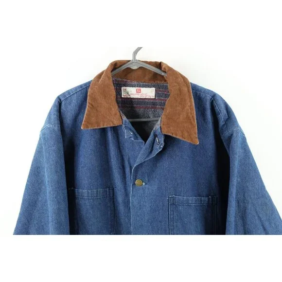 Vtg 60s Adolphe Lafont Mens 46 US Government Blanket Lined Denim Barn Jacket USA